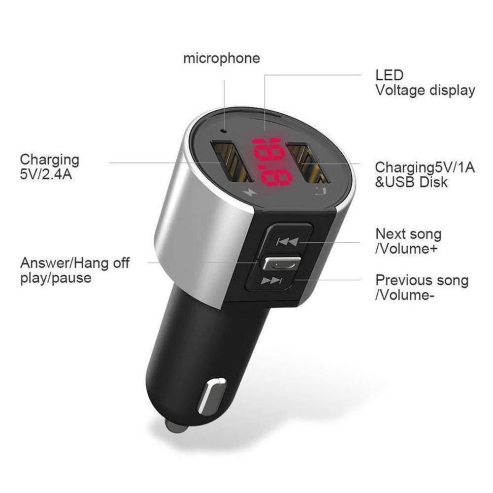 New Wireless Vehicle Bluetooth FM Transmitter Car Charger 5V/3.4A USB Interface Car Charger MP3 Player Car Accessories
