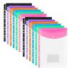 A4 Plastic Wallets, 12 Pack Expandable Document Files with Button for School, Office, Home, Travel