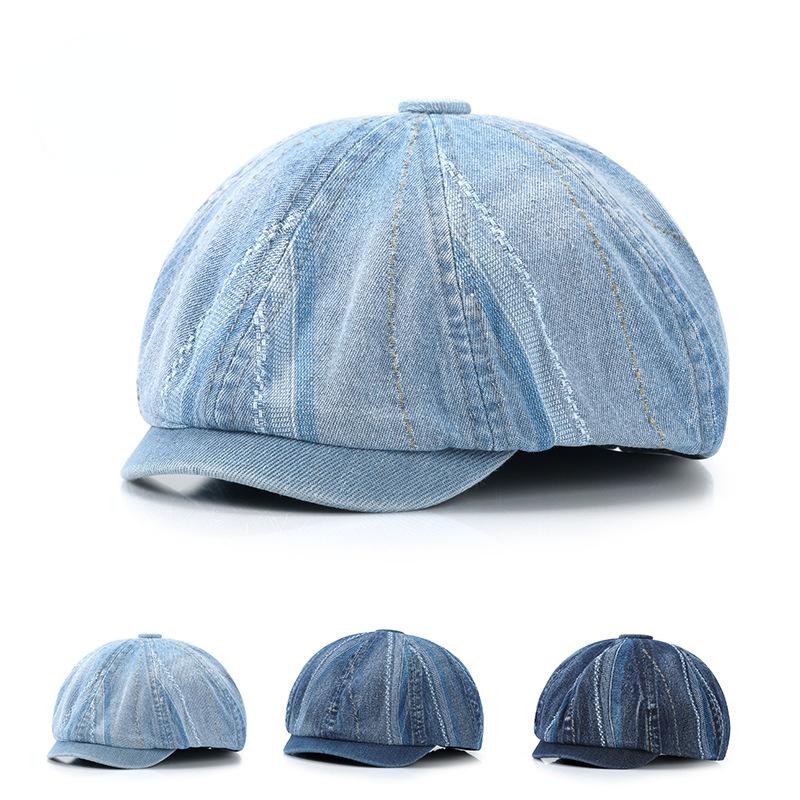 

Ретро литературная стираная кепка газетчика, женская модная тенденция, берет, мужская весенне-летняя восьмиугольная кепка, шляпа с утиным язычком, суб 58