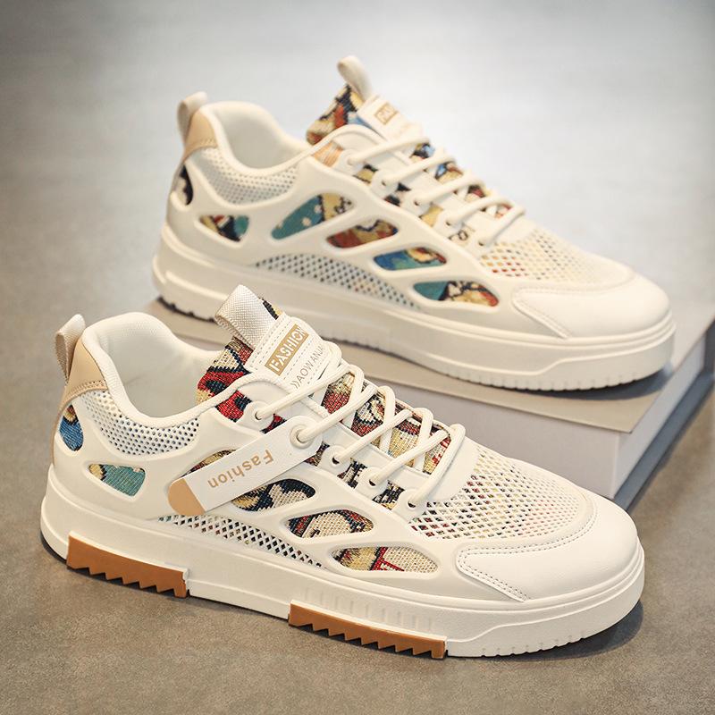 Men'S Shoes Breathable Mesh Shoes Casual Board Shoes Student Soft-Soled Sports Heightening White Shoes