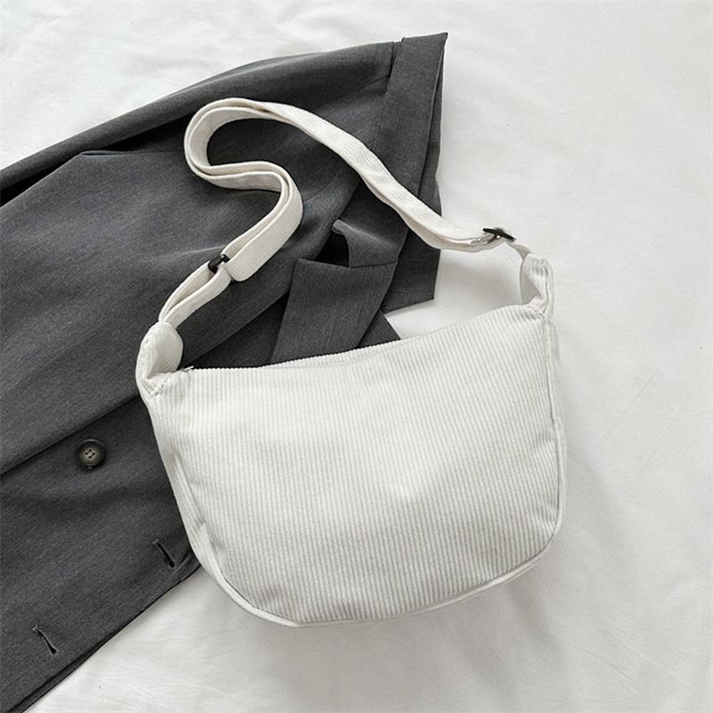 Large Capacity Corduroy Shoulder Bag Cotton Cloth Handbag Handbag with Coin Purse Korean Style Tote Bag Solid Color Shoulder Bag