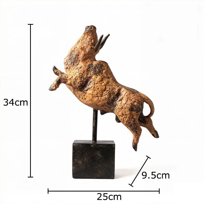 Crack Texture Bull Statue Creative Handicraft Desk Decoration Ornaments Modern Bull Resin Sculpture Room Aesthetics Decor