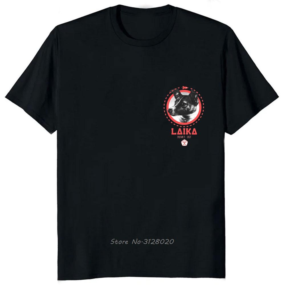Laika USSR Funny Cartoon Dog T Shirt Hip Hop Harajuku Style Printed Men Clothing Tees Streetwear Hipster Loose Soft Tees Tshirt