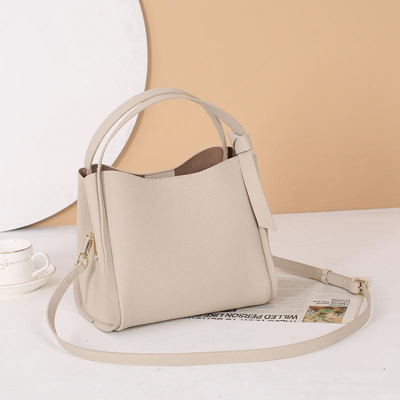 Basket Genuine Leather Bucket Bag Women's Handbag Western Niche Crossbody Bag Top Layer Cowhide Bag for Women