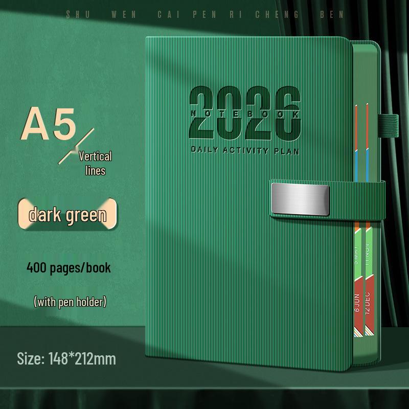 Custom 2026 365-Day Agenda Notebook: Nameplate Buckle with Time Management & Self-Discipline Check-In Features