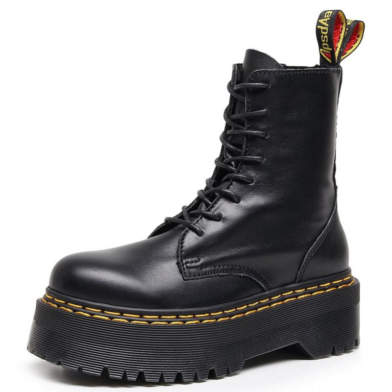 

Heavy bottom hole locomotive boots double line, side zipper British women s short boots muffin bottom 45