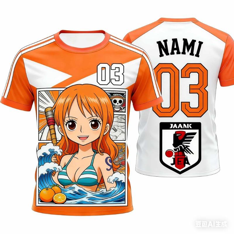 2026 Japan One Piece Luffy Football Jersey T-shirt Kids Football Special Jersey Adult Men's Family Matching  T-shirt