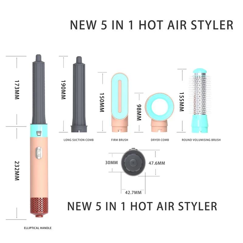 5 In 1 Hair Dryers Multi-purpose Hot Air Comb Professional Air Hair Styler Hair Curling Straightening Hot Air Brushes