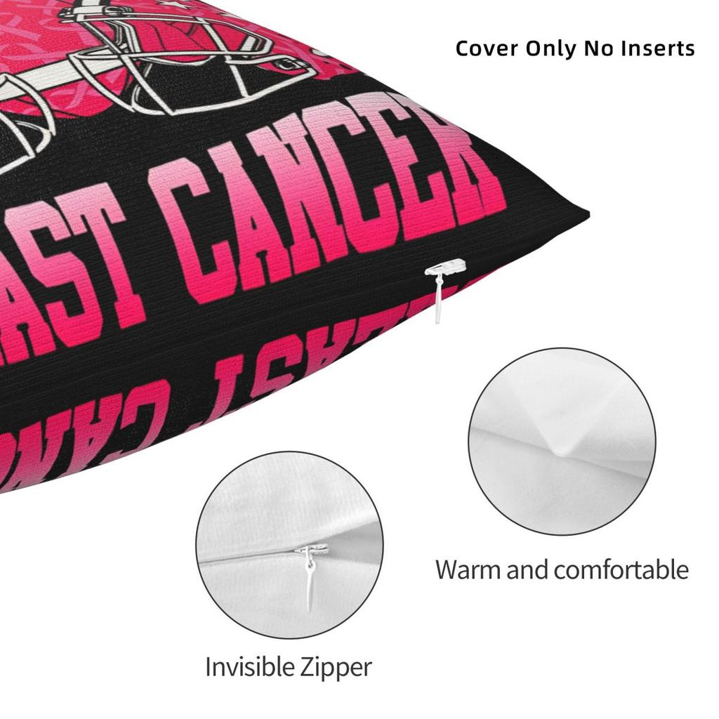 Tackle Cancer Football Pink Ribbon Breast Cancer Awareness Square Pillowcases Sofa Cushion Cover Decorative Throw Pillow Case