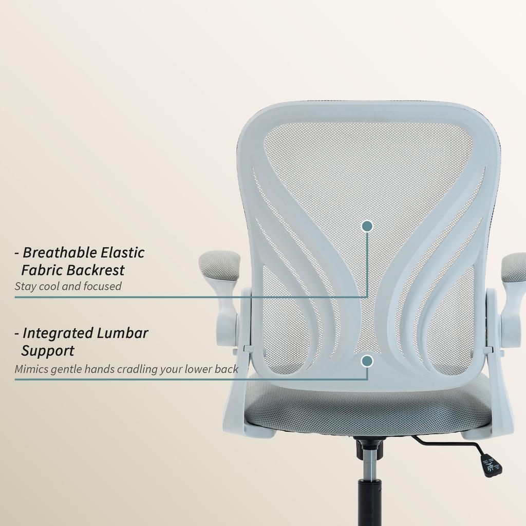 Mesh Office Chair with Foldable Backrest - Light Grey