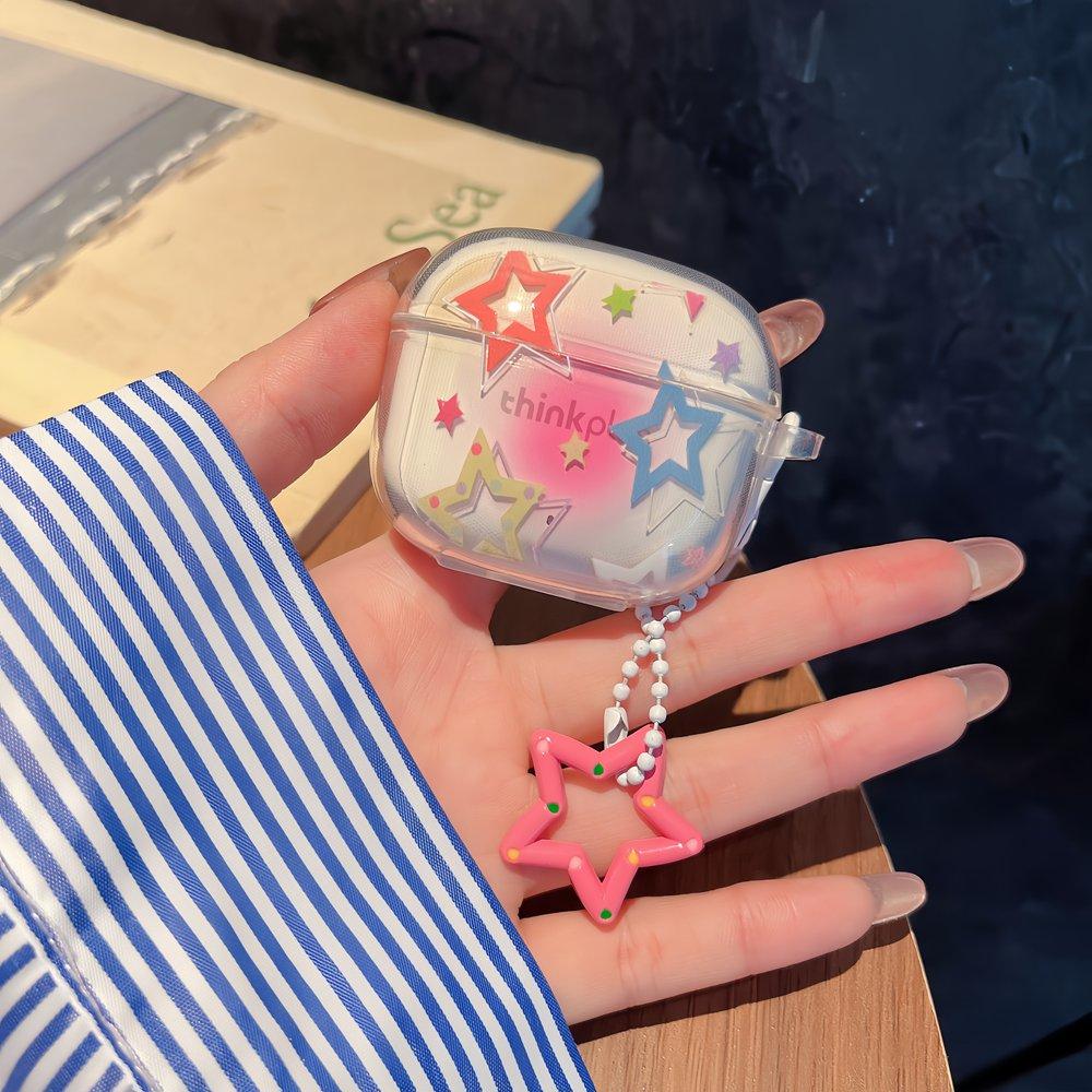 Suitable For Lenovo LP40 TWS Earphone Protective Case Cartoon Cherry Bow Headset Soft TPU Clear Earphone Cover With