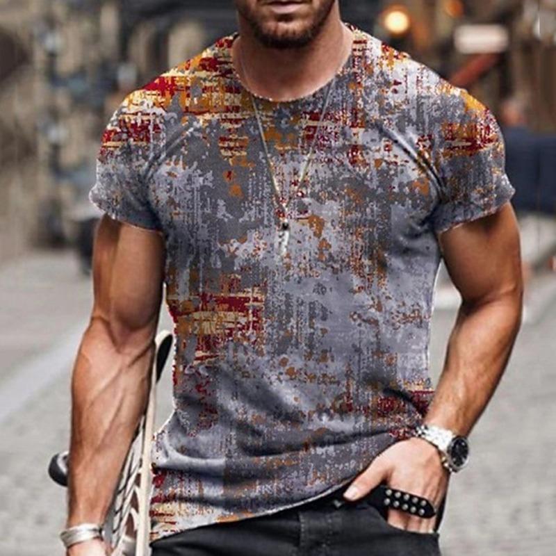 Fashionable men's personalized 3D printed T-shirt Harajuku street style summer round neck short sleeved quick drying loose top