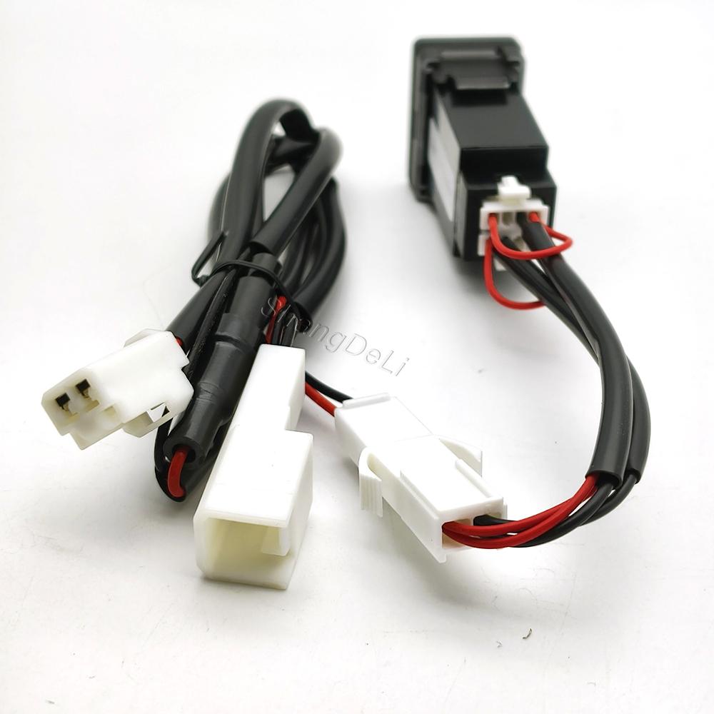 1PC Car Dual Charger Socket QC3.0 USB Type-C PD Charging Outlet Power Adapter Phone For Toyota LC120 Prado