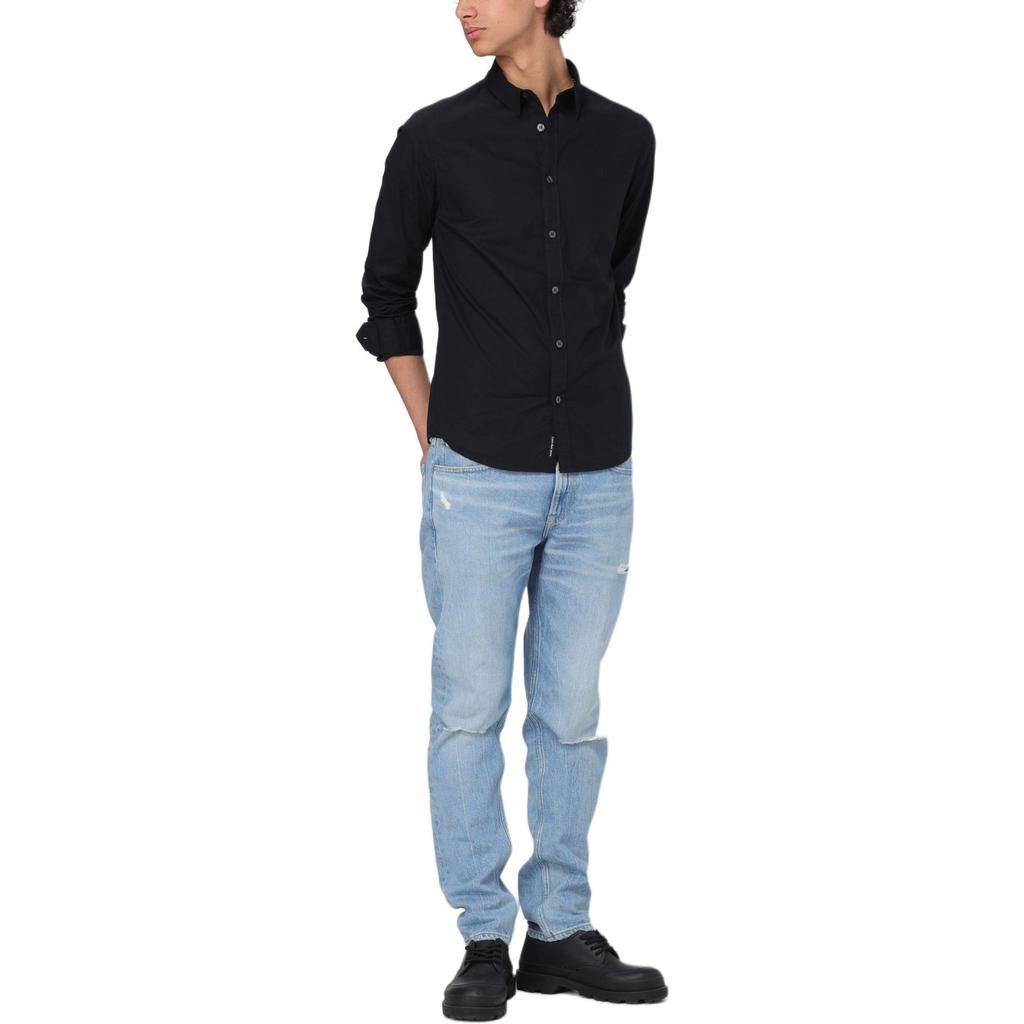 Calvin Klein Solid Color Lapel Single Breasted Long Sleeve Shirt Men shirts Black J30J324614-BEH
