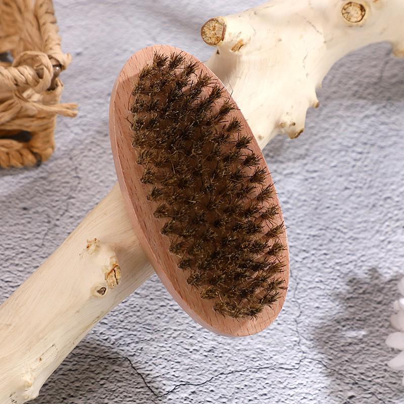 Beech Wood Boar Bristle Men's Beard Styling Brush