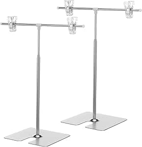 2 Pack T Shaped Adjustable Metal Banner Holder Table Poster Stand Advertising Display Banner Stand Store Counter Poster Stand Table Top Banner Stand