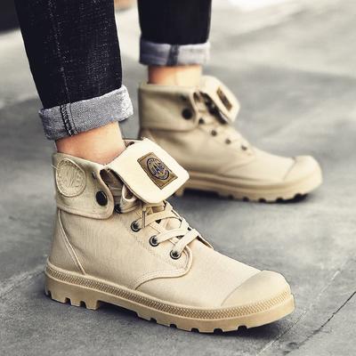 Frühling Herbst Nagelneu Herren Stiefeletten Mode Canvas High Tops Freizeitschuhe Cool Arbeitsschuhe Trend Wüstenstiefel