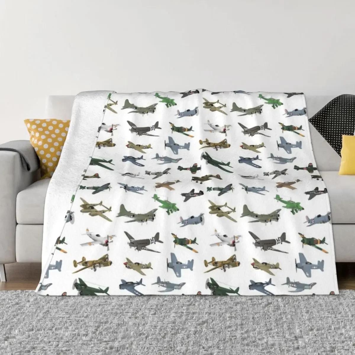 Various WW2 Airplanes Throw Blanket Luxury Tourist Decoratives fluffy Warm Blankets 75x90cm