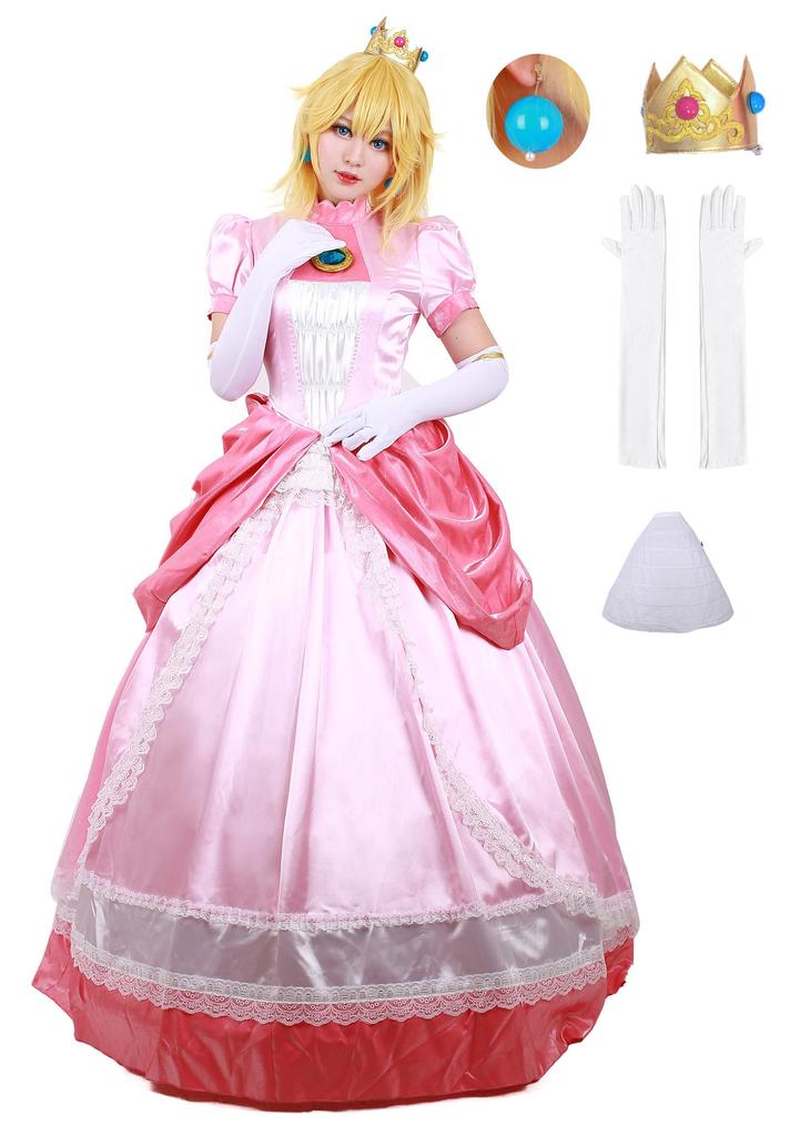 Miccostumes Costume Princess Cosplay Outfit Pink Dress Luxury with Crown Women's (M)