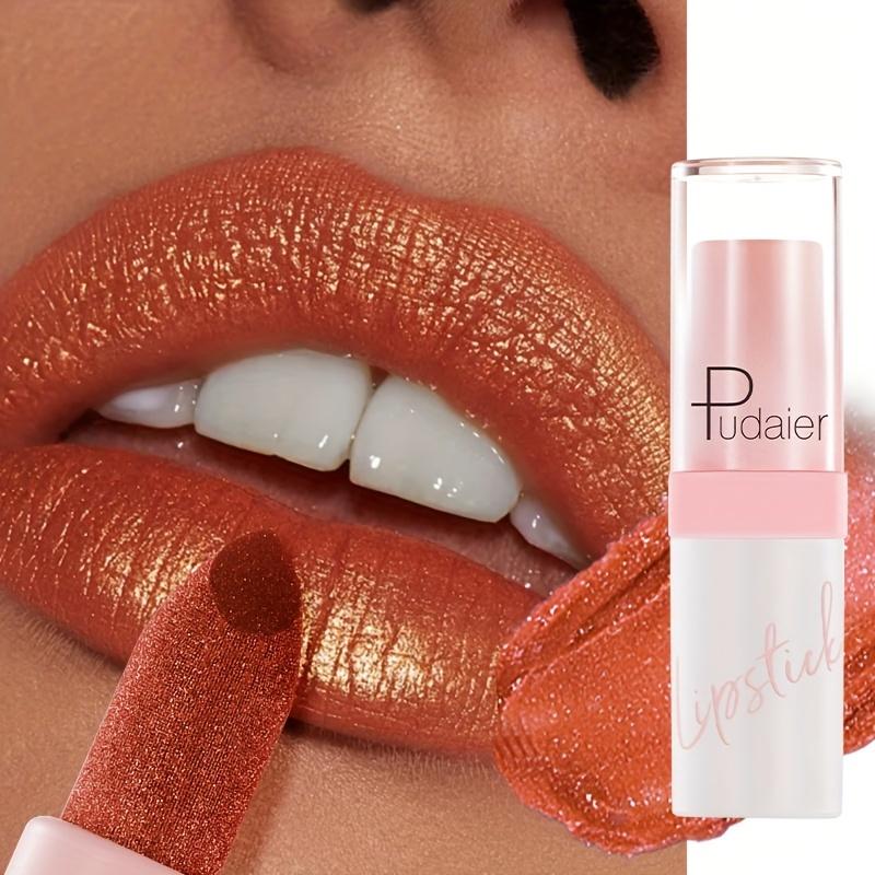 Metallic Pearl Lipstick Sparkling Lip Glaze & High Quality Material Lipstick & Long-lasting Waterproof and Sweat Resistant Shiny Pearl Lip Glaze