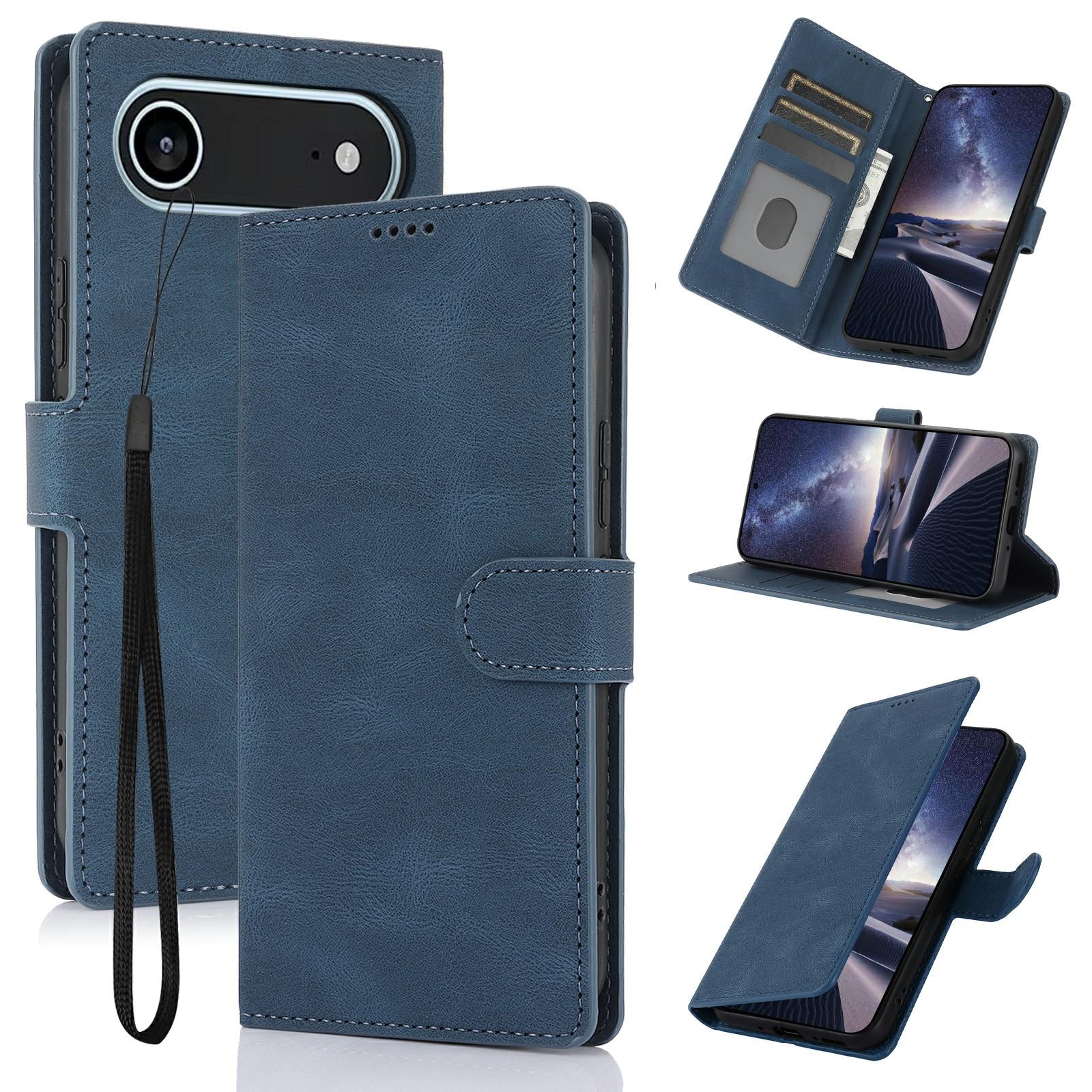 

For iPhone 17 Air Case PU Leather Phone Cover with Wallet Stand Blue