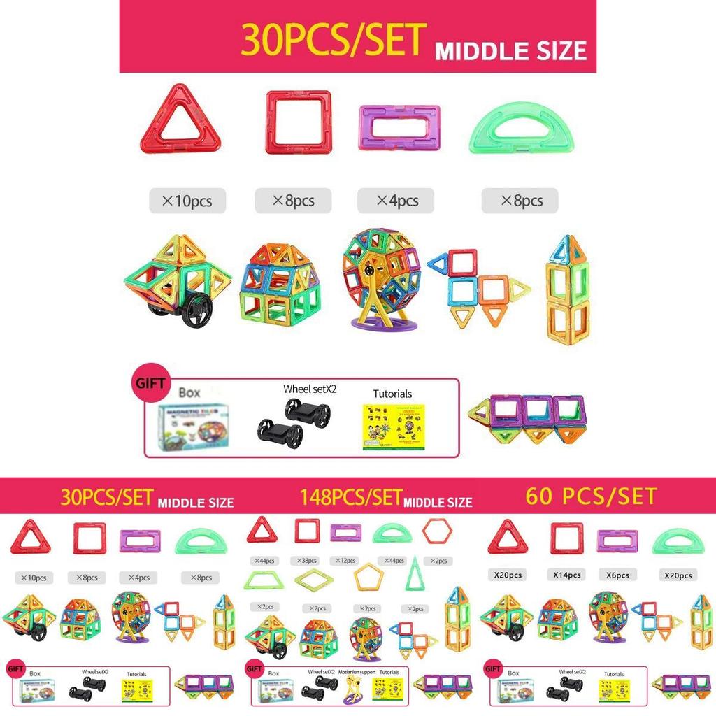 Colorful Magnetic Building Blocks Educational Toy Set For Children With Various Pieces