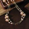 Flower Natural Freshwater Pearl Paperclip Chain Necklace New Design Handmade Necklace Party Accessories Women's Jewelry GN0841