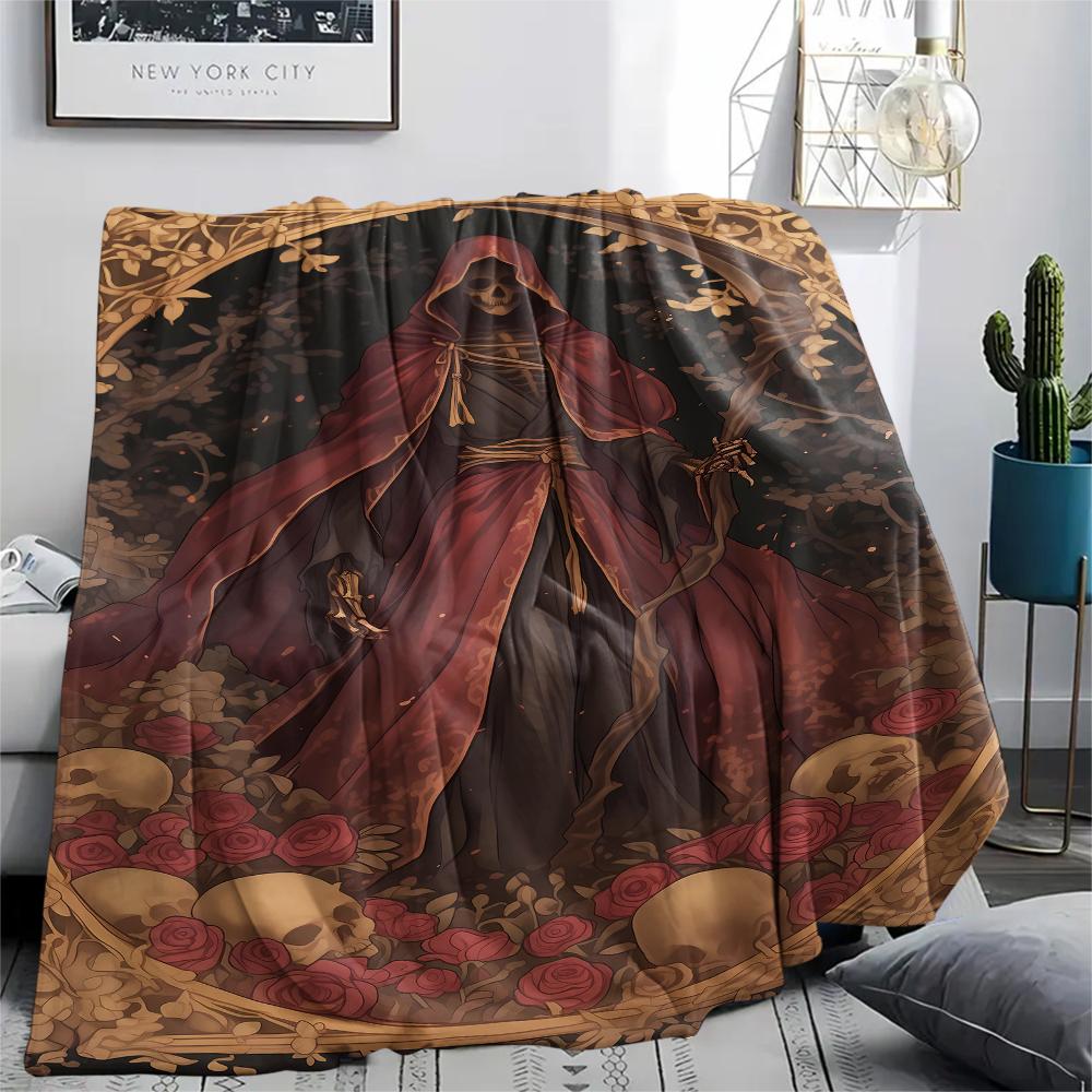skeleton Print Flannel Blanket,High quality Comfortable for All Seasons,Home Decor,Warmth and Comfort,Perfect for Christmas Gifts
