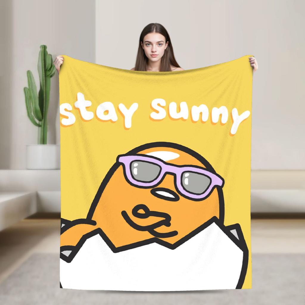 Lazy Egg Gudetama Flannel Blankets Winter Super Warm Throw Blanket for Child Bedroom Funny Bedspread Sofa Bed Cover