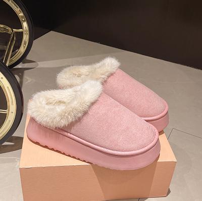 Mode 2025 Nouvelles Pantoufles Poilues Chaussures pour Femmes Mode Automne et Hiver Semelle Épaisse Bout Fermé Chaussures Chaudes en Coton Pantoufles