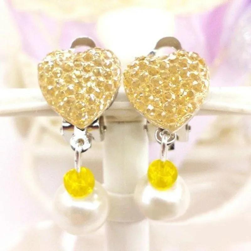 Girls Fashion Diamond Twinkle Earrings Jewelry Fancy Children's Ear Clip Princess No Pierced Female Earrings Flashing Accessorie