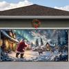 2D Türbanner, 1 Stück, Weihnachts-Garagentorabdeckung Partybanner, Muster mit spielendem Weihnachtsmann und Rentieren