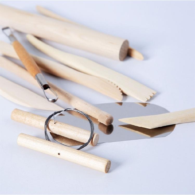 Wood Handle Clay Scraping Tools 10 Piece Pottery Shaping Tool with Wire Cutter Circular Trimming Tool for Clay Sculpting