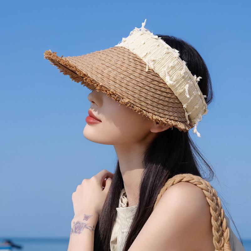 Summer Versatile Fashion Empty Top Hat Cool Straw Hat Children Travel Vacation Sun Protection Hat Outdoor Big Brim Sun Hat
