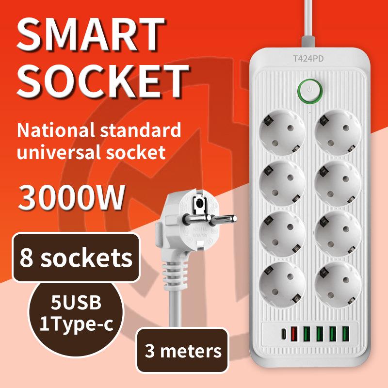 European Standard 16A Power Strip with Two-Pin Socket for Russian, German, Korean, and Austrian Use