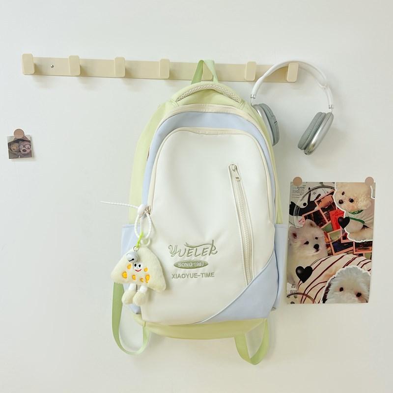 Schoolbag for Female High School Students  American Retro Large-capacity Backpack  Trendy Letter Embroidered New Backpack for College Students