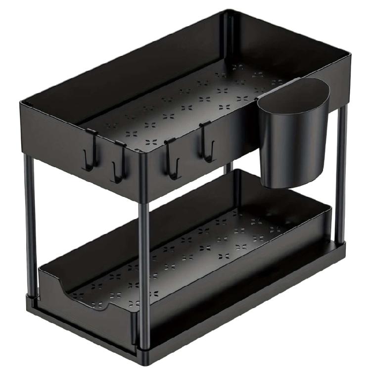 Fashionable Sink Pull Out Drawer Rack 2 Tiers Kitchen and Bathroom Organizers Portable Modern Countertop Storage