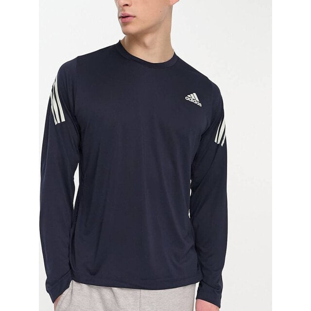 

Темно-синяя футболка с длинными рукавами и полосками на плечах adidas Training Icons