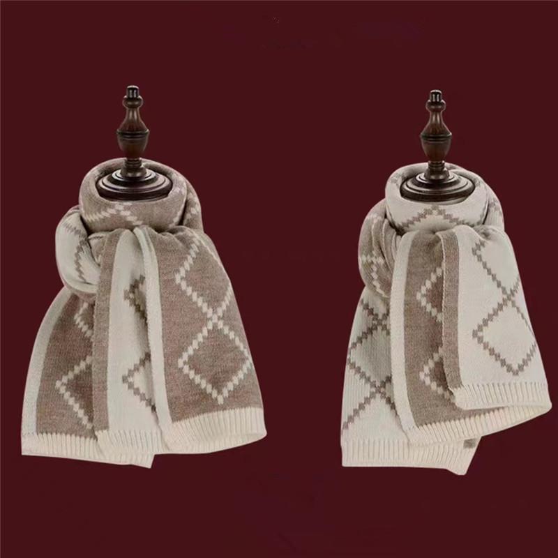 

Scarf Women s Warm and Thick Oversized Diamond Pattern Winter Double Sided Knitted Dual Purpose Thickened Warm Student Wool Scarf 35*175cm