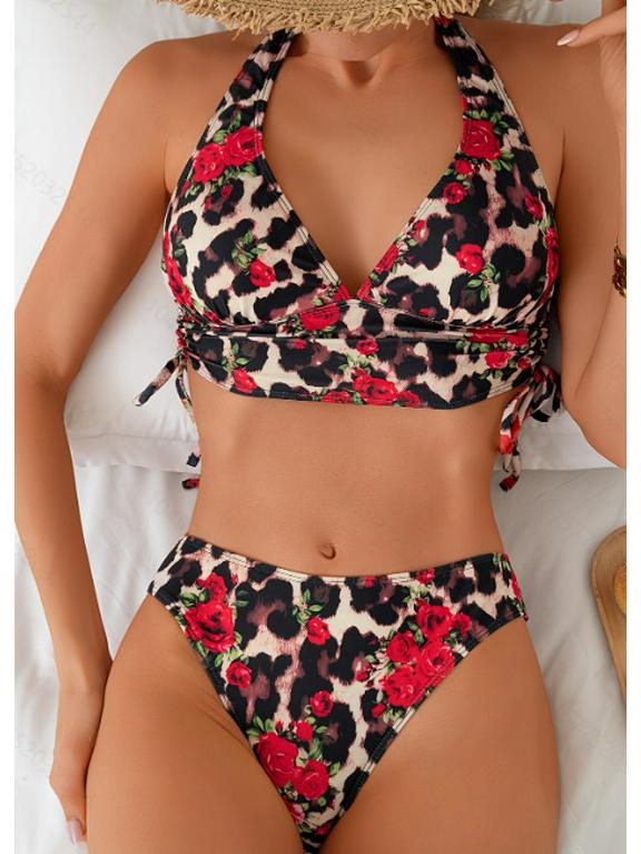 European & American Cross-border High Waist Print Bikini - Sexy Beach Vacation Style for Women.