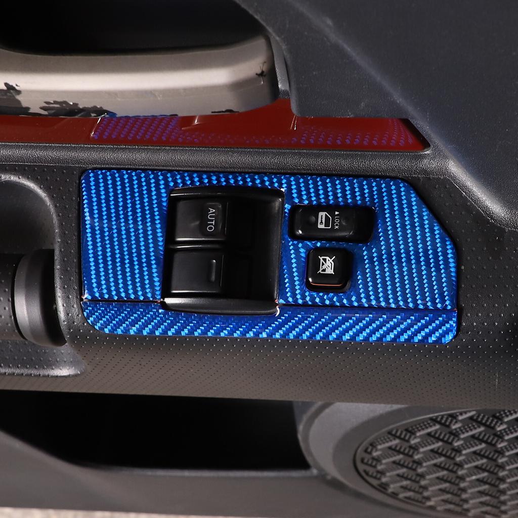 Blue Carbon Fiber Window Lift Switch Panel Trim For Toyota FJ Cruiser 2007-21