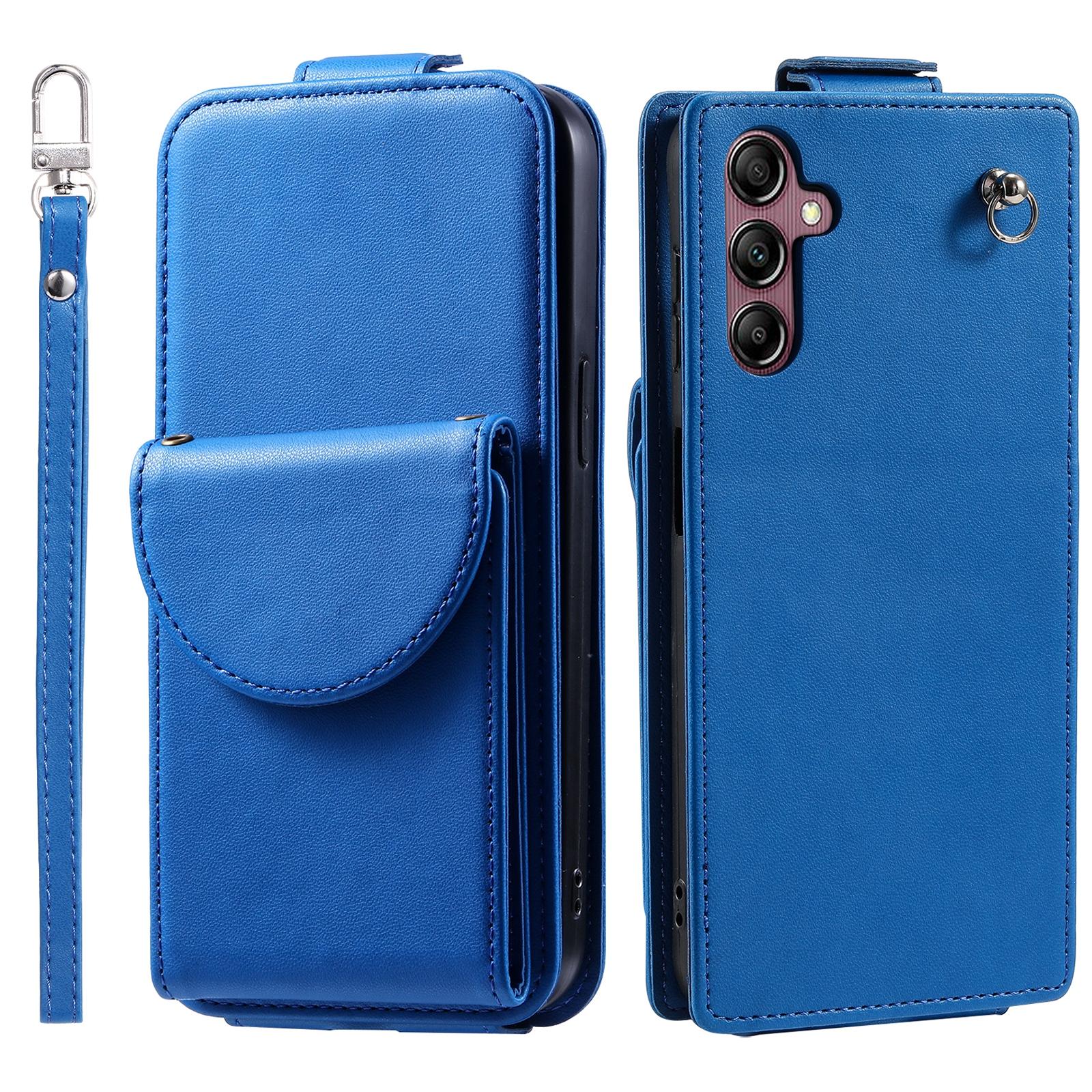 

For Samsung Galaxy A34 5G Case Vertical Flip Card Bag Phone Cover with Straps Blue
