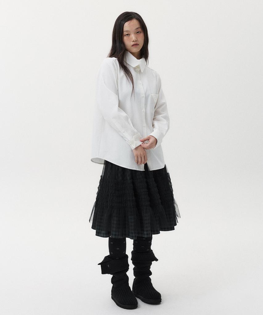 Ohesio Layered Sheer Frill Skirt, Khaki Check