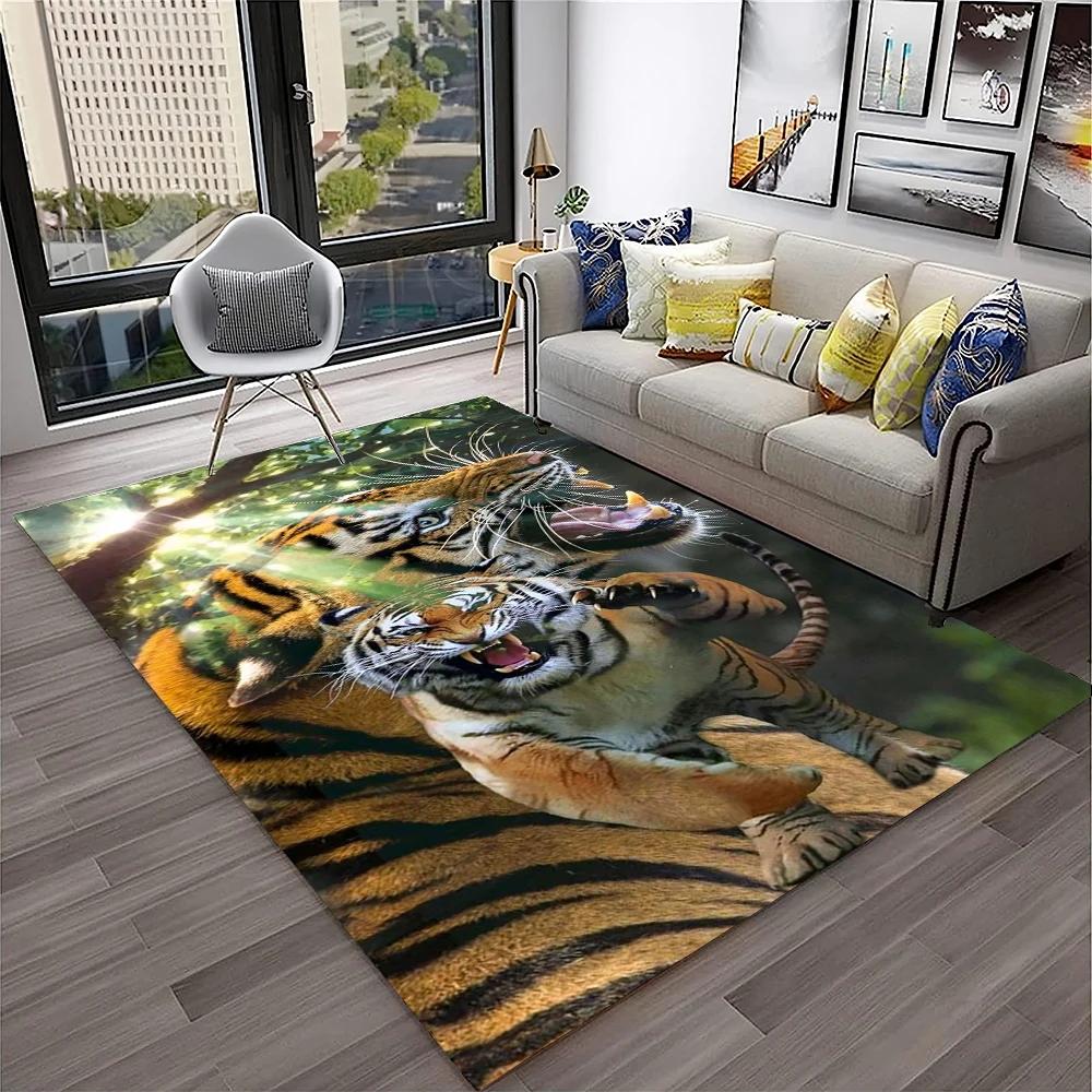 Tappeto Animale Tigre dei Sogni 3D Cartoon per Casa Soggiorno Camera da Letto Divano Zerbino Decorazione, Tappeto per Area Giochi Bambini Tappetino Antiscivolo