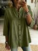 New Spring/Summer Cotton Linen Shirt for Women, Fashion Casual Retro Vintage Art Style Pure Color Short Sleeve Top