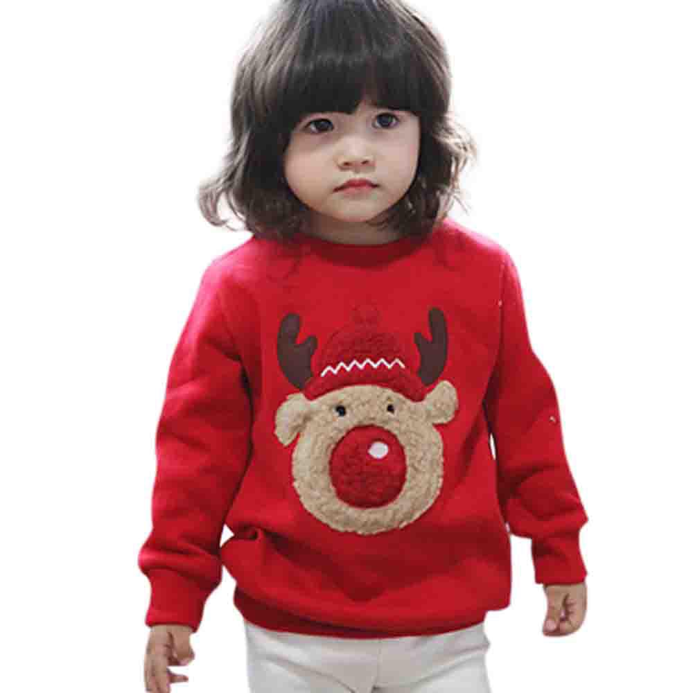 Toddler Baby Long Sleeve Print Christmas Deer Tops  Sweatshirt