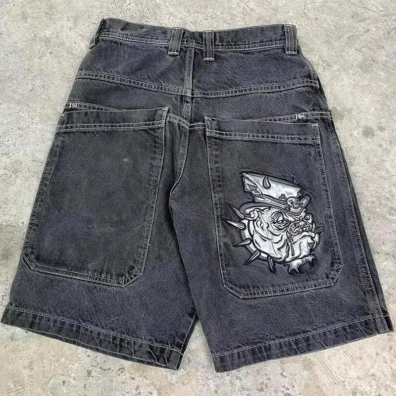 RogueWave Baggy Shorts Gothic American Pocket Druck Denim Gym Shorts 2000er Vintage Streetwear Hip Hop Basketballshorts