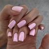 Rectangular Light Pink Press-On Nail Tips - Removable, High-End Finish
