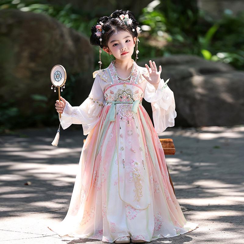 2025 Mädchen Hanfu: Frühlings-/Herbst-Tang-Anzug - Prinzessinnenkleid im chinesischen Stil