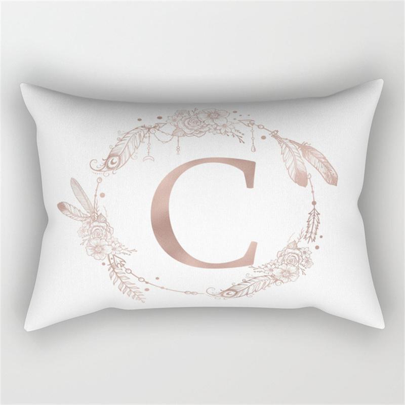 30x50cm English Alphabet A-Z Letter Print Pillowcase Custom Polyester Short PLush Line Sofa Room Home Decoration Cushion Cover